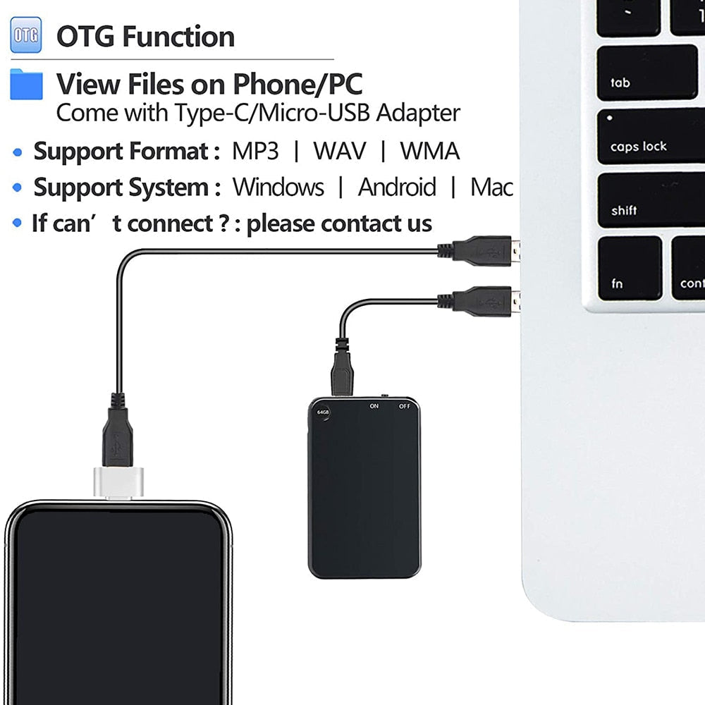Compact Digital Recorder with Voice Activation – Portable Audio for Meetings, Interviews, Lectures