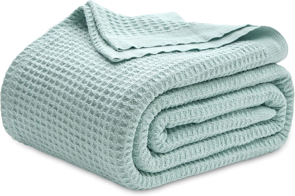 Couverture jeté en coton pour lit, couverture gaufrée format grand lit pour toutes les saisons, couverture en coton douce et respirante pour canapé