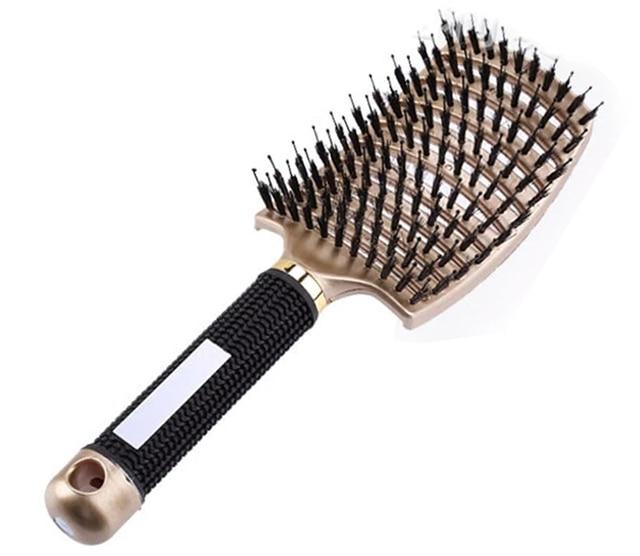 Paddle Hairbrush with Boar Bristles for Smooth Frizz-Free Hair | Gentle Detangling Brush for Thick Curly Long Hair | Scalp-Friendly