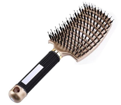 Paddle Hairbrush with Boar Bristles for Smooth Frizz-Free Hair | Gentle Detangling Brush for Thick Curly Long Hair | Scalp-Friendly