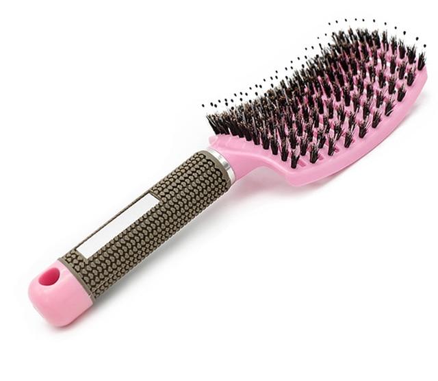 Paddle Hairbrush with Boar Bristles for Smooth Frizz-Free Hair | Gentle Detangling Brush for Thick Curly Long Hair | Scalp-Friendly