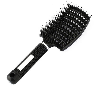 Paddle Hairbrush with Boar Bristles for Smooth Frizz-Free Hair | Gentle Detangling Brush for Thick Curly Long Hair | Scalp-Friendly