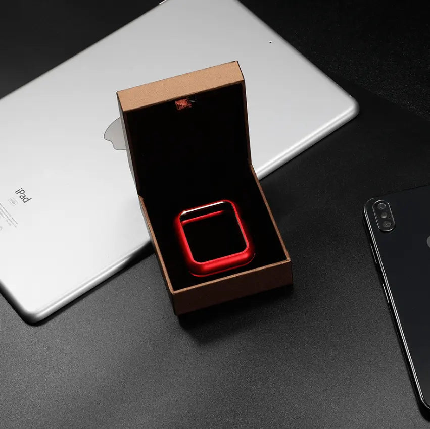 Armored Tempered Glass Watch Shield with Metal-Look Bumper Cover for Apple Watch 38mm-44mm Series 1-6