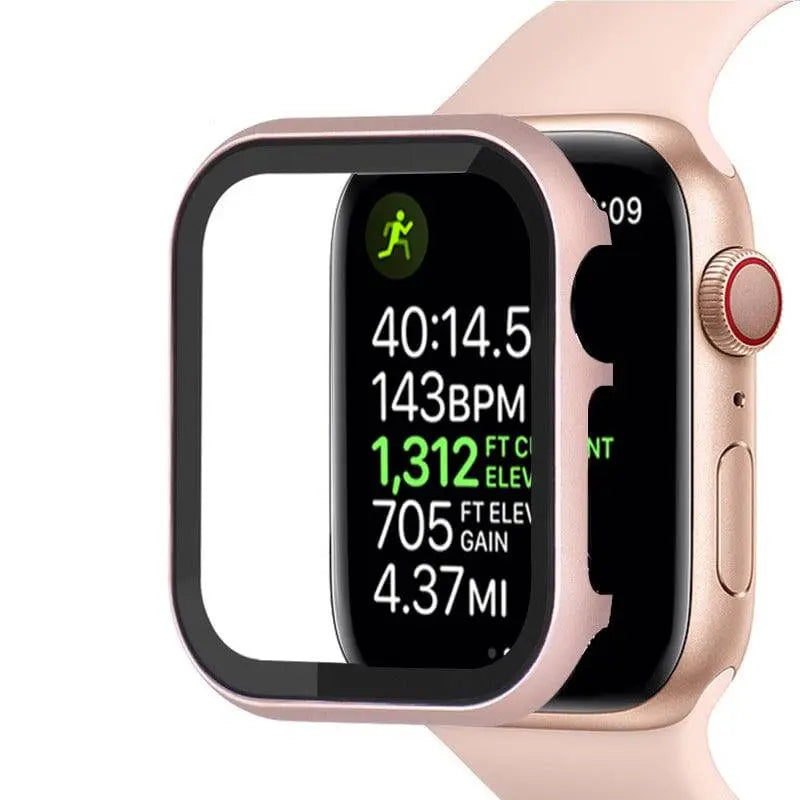 Reinforced Metal Armor Shell with Built-In Hardened Glass Display Shield for 40mm & 44mm Series 4/5/6, 38mm & 42mm Series 1/2/3