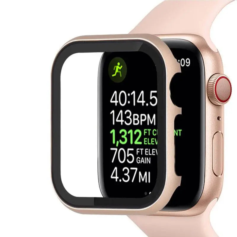 Reinforced Metal Armor Shell with Built-In Hardened Glass Display Shield for 40mm & 44mm Series 4/5/6, 38mm & 42mm Series 1/2/3