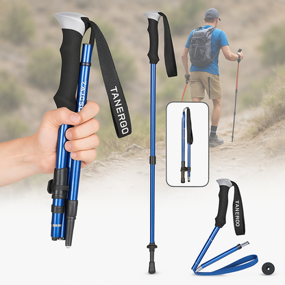 Telescoping Trail Poles for Hiking 43-53 in Collapsible Lightweight Alloy Support Sticks with Quick-Lock Mechanism for Mountain Trekking For