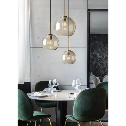 Glass Pendant Light Fixture Hanging Ceiling Lamp 8 Inch Amber Shade Metallic Accent Contemporary Kitchen Island Dining Area Bedroom