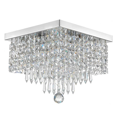 Crystal Flush Mount Ceiling Light 4-Light Chrome Finish for Hallway Bedroom Living Room Dining Room Kitchen Entry Contemporary Lighting
