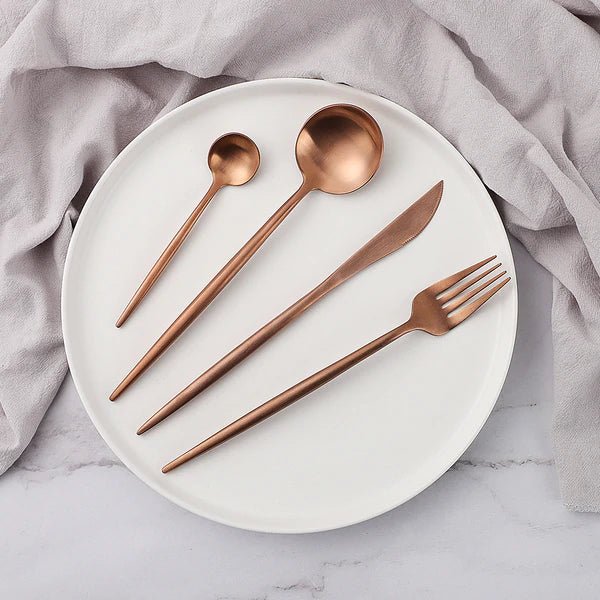 Stainless Steel Flatware Set 24 Pieces with Titanium Mirror Finish for Dining Room Kitchen Table Service Six Settings
