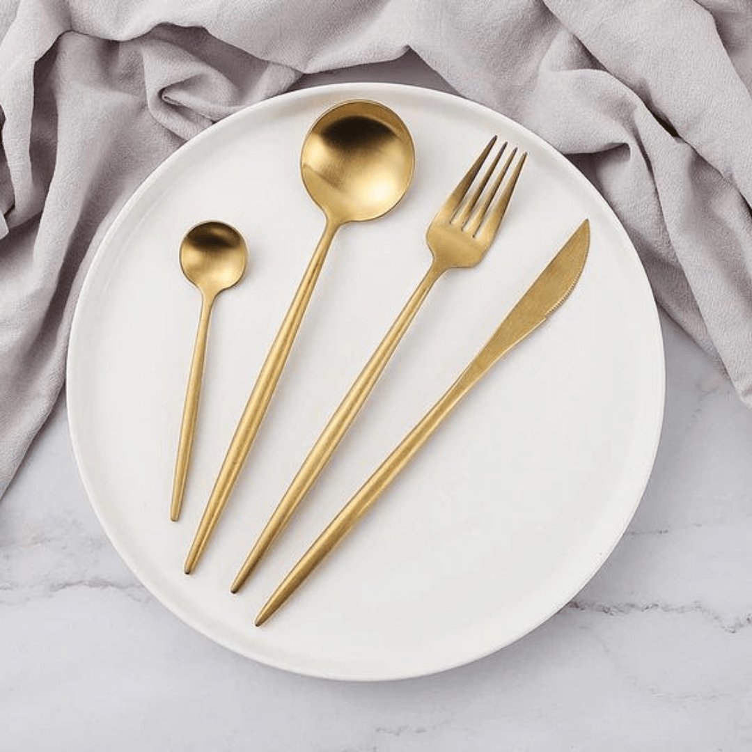 Stainless Steel Flatware Set 24 Pieces with Titanium Mirror Finish for Dining Room Kitchen Table Service Six Settings