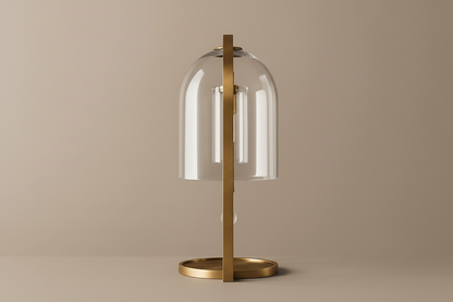 Arched Glass Dome Accent Lamp 17.7 in Brass Frame Bedside Nightstand Light Soft Ambient Glow Modern Minimalist Decorative Lighting for Bedro