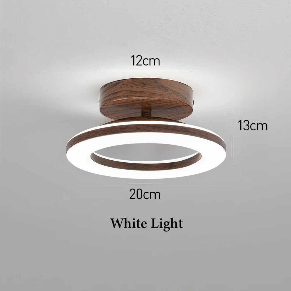 Flush Mount LED Disc Ceiling Light – Wood Finish Round Fixture for Bedroom, Hallway & Dining Room – 8-12 Inch Compact Low Profile Design