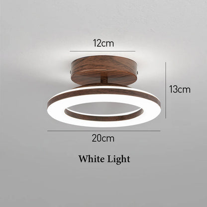 Flush Mount LED Disc Ceiling Light – Wood Finish Round Fixture for Bedroom, Hallway & Dining Room – 8-12 Inch Compact Low Profile Design