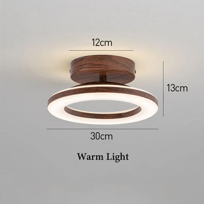 Flush Mount LED Disc Ceiling Light – Wood Finish Round Fixture for Bedroom, Hallway & Dining Room – 8-12 Inch Compact Low Profile Design