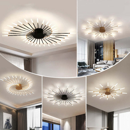 Large LED Ceiling Light Fixture with Multiple Bulbs for Living Room Bedroom Hotels White Metal Acrylic Flush Mount Indoor Lighting 10-16 Squ