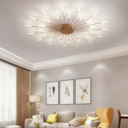 Large LED Ceiling Light Fixture with Multiple Bulbs for Living Room Bedroom Hotels White Metal Acrylic Flush Mount Indoor Lighting 10-16 Squ