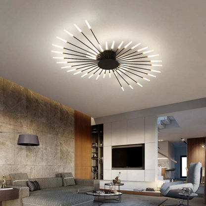 Large LED Ceiling Light Fixture with Multiple Bulbs for Living Room Bedroom Hotels White Metal Acrylic Flush Mount Indoor Lighting 10-16 Squ