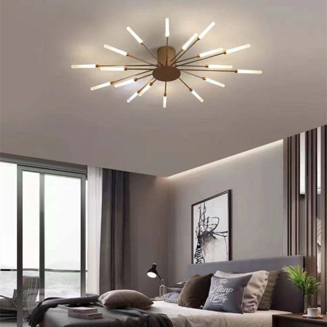 Large LED Ceiling Light Fixture with Multiple Bulbs for Living Room Bedroom Hotels White Metal Acrylic Flush Mount Indoor Lighting 10-16 Squ