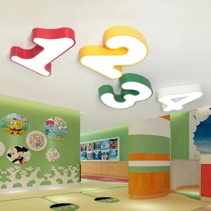 Number-Shaped LED Ceiling Light with Acrylic Diffuser for Kids' Rooms and Nurseries