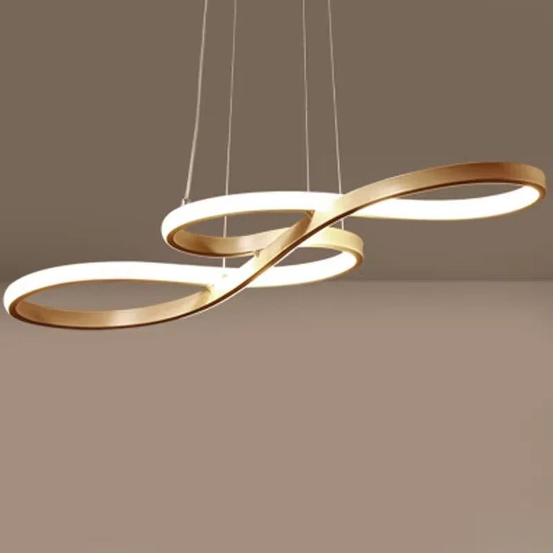 Modern Circle Hanging Fixture with Remote Dimming for Dining Room & Kitchen Island Adjustable Height 47 in Black White Gold Finish Contempor