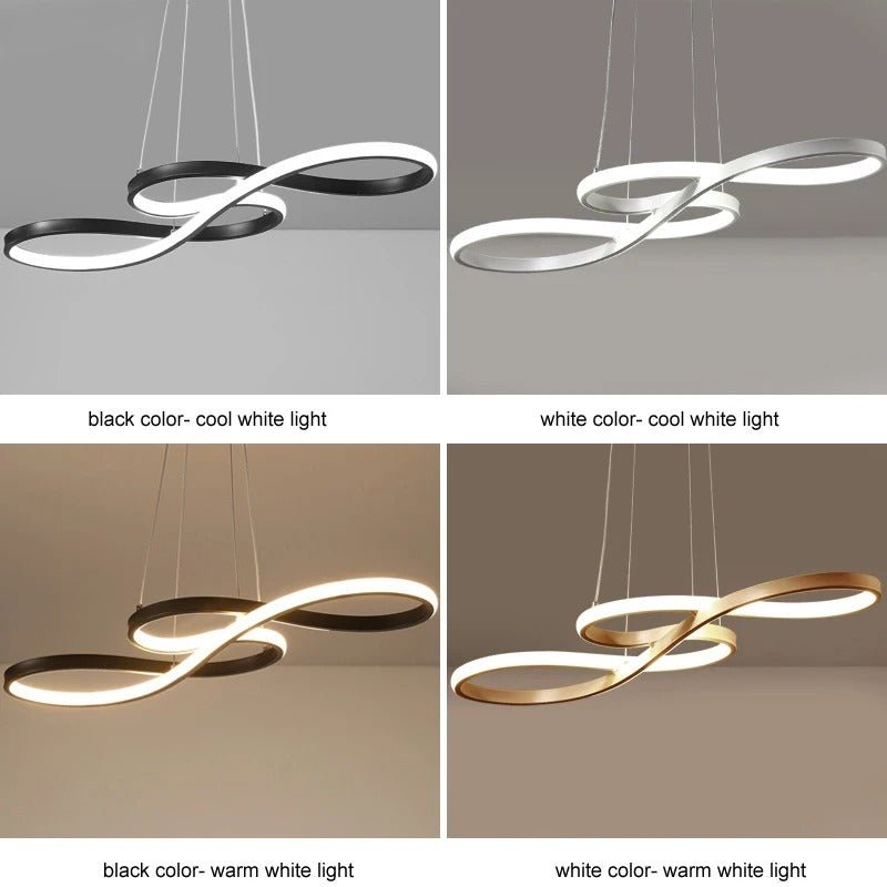 Modern Circle Hanging Fixture with Remote Dimming for Dining Room & Kitchen Island Adjustable Height 47 in Black White Gold Finish Contempor