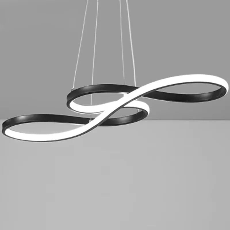 Modern Circle Hanging Fixture with Remote Dimming for Dining Room & Kitchen Island Adjustable Height 47 in Black White Gold Finish Contempor