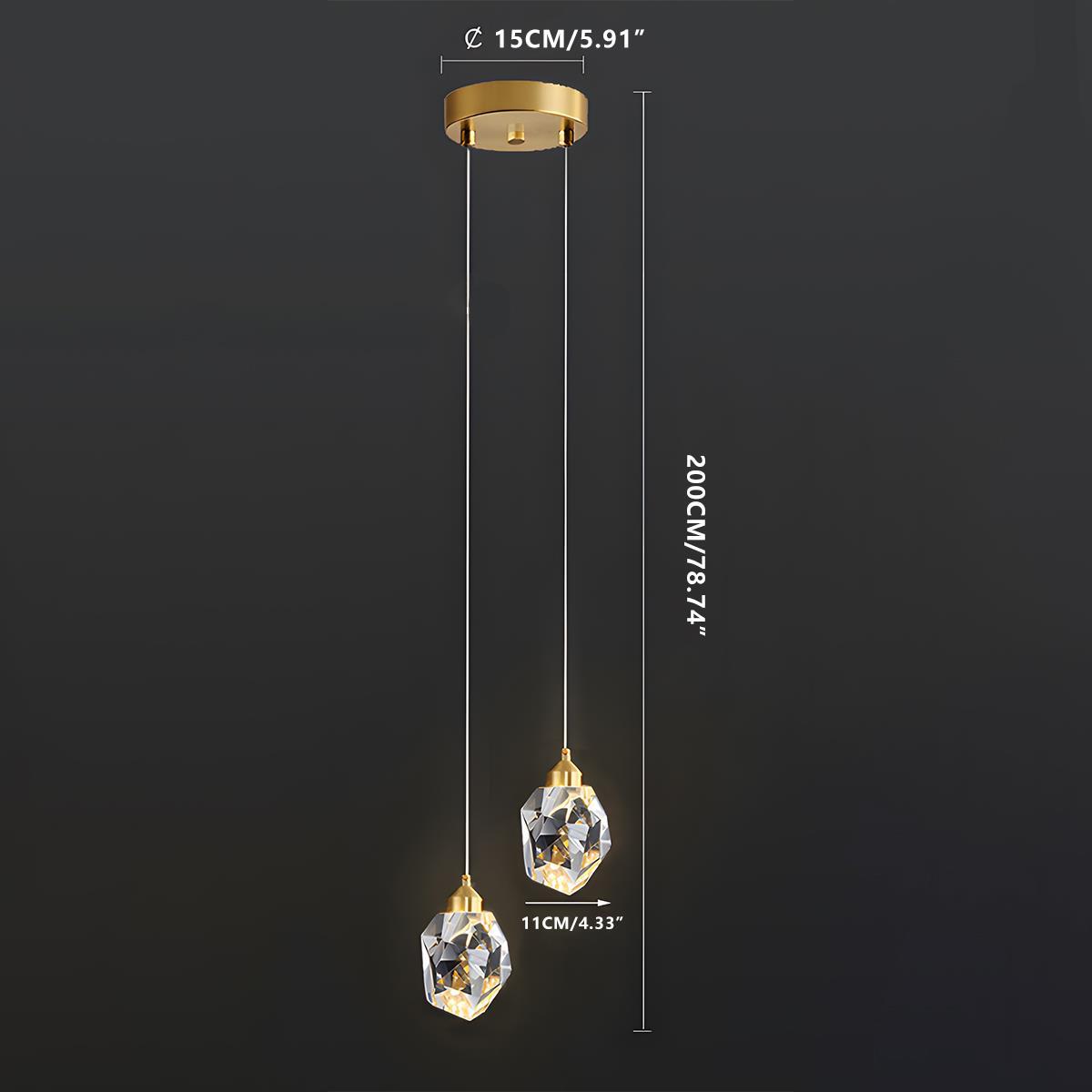 Hanging Ceiling Fixture with Crystal Accents and Adjustable 78-Inch Cord, LED Tri-Color 5W Chandelier for Dining Rooms & Entryways