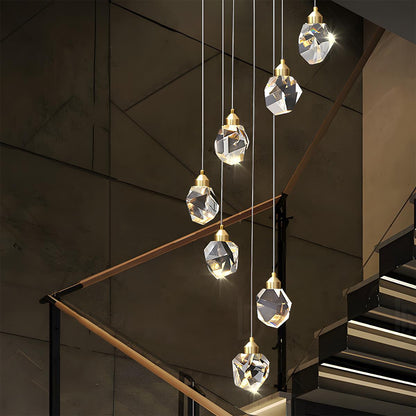 Hanging Ceiling Fixture with Crystal Accents and Adjustable 78-Inch Cord, LED Tri-Color 5W Chandelier for Dining Rooms & Entryways