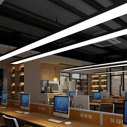LED Strip Fixture Aluminum 59 in Black Suspended Office Gym Workstation Retail Shop Recessed Commercial Task Light Panel