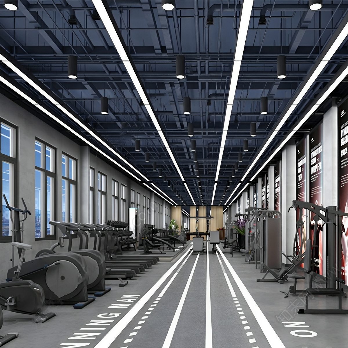 LED Strip Fixture Aluminum 59 in Black Suspended Office Gym Workstation Retail Shop Recessed Commercial Task Light Panel