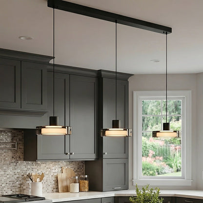 Suspension LED à température variable, 31 pouces, trois globes, cordon réglable, pour comptoir, bar, table à manger, style moderne, aluminium noir