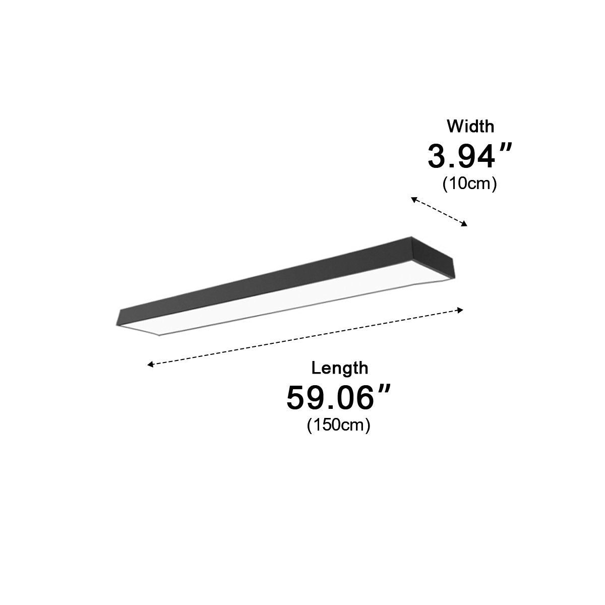 Suspended LED Rectangular Bar Light Black Aluminum 79-Inch Office Conference Room Modern Kitchen Island Overhead Fixture for Workspace Desk