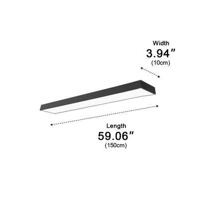 Suspended LED Rectangular Bar Light Black Aluminum 79-Inch Office Conference Room Modern Kitchen Island Overhead Fixture for Workspace Desk