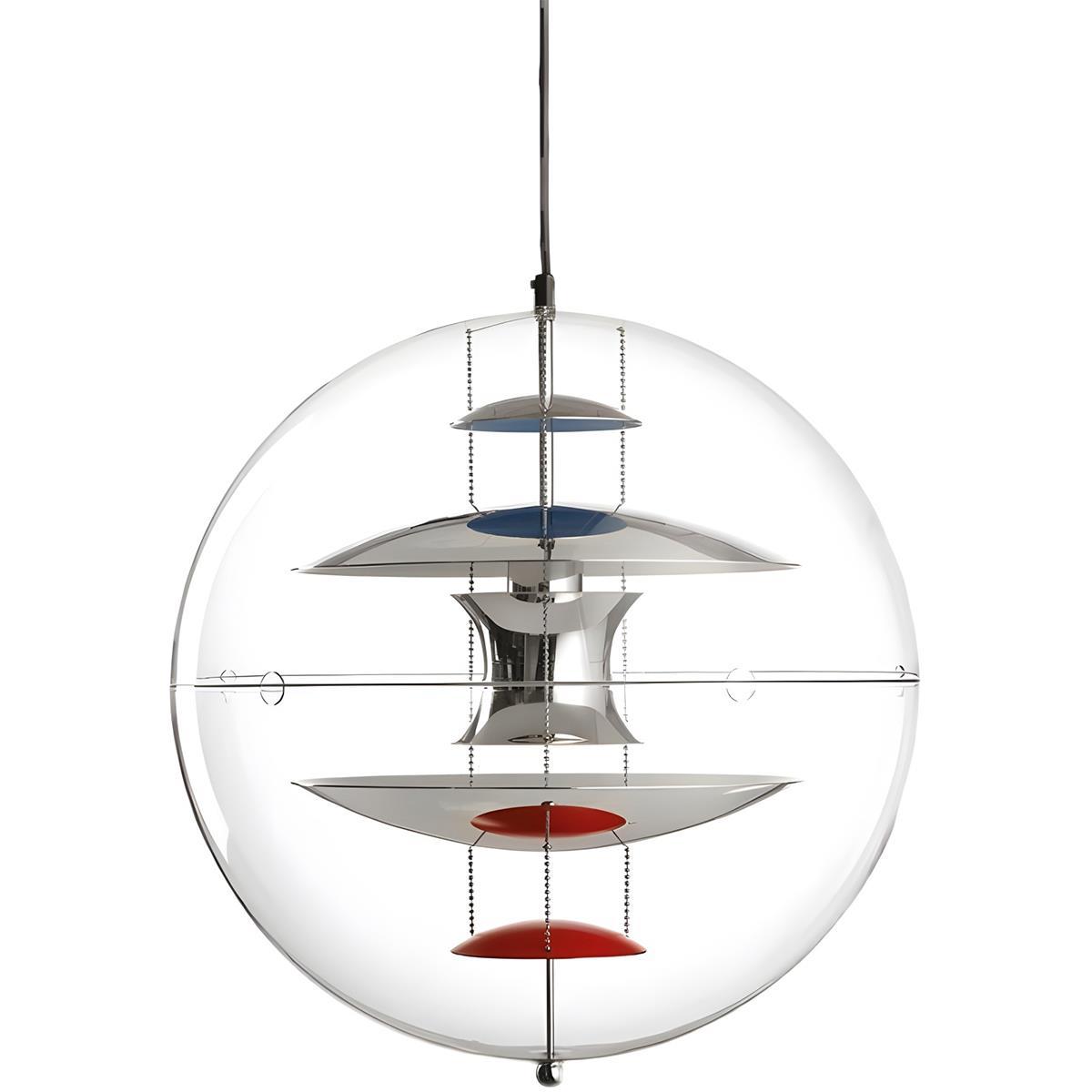 Suspension LED sphérique de 16 pouces, acrylique transparent avec intérieur doré, lampe suspendue réglable pour îlot de cuisine, table à manger, salon et bar