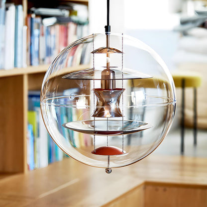Suspension LED sphérique de 16 pouces, acrylique transparent avec intérieur doré, lampe suspendue réglable pour îlot de cuisine, table à manger, salon et bar