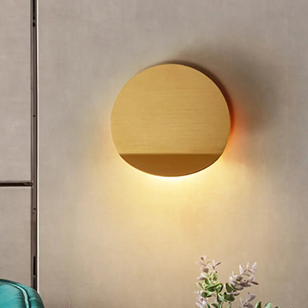 LED Wall Sconce Indoor Hallway Light Round Metal Fixture Black White Gray Gold Bronze Adjustable Brightness Corridor Entryway Hardwired