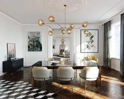 Branching Globe Chandelier with Smoky Glass Shades – Multi-Arm Statement Fixture for Dining Room & Kitchen Island Lighting