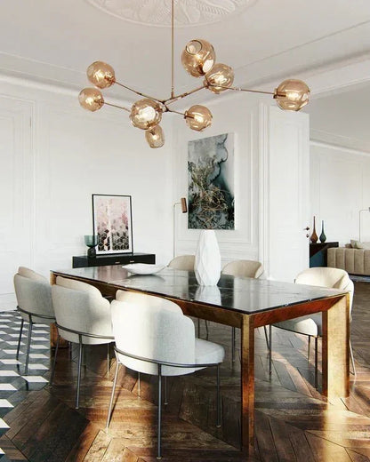 Branching Globe Chandelier with Smoky Glass Shades – Multi-Arm Statement Fixture for Dining Room & Kitchen Island Lighting