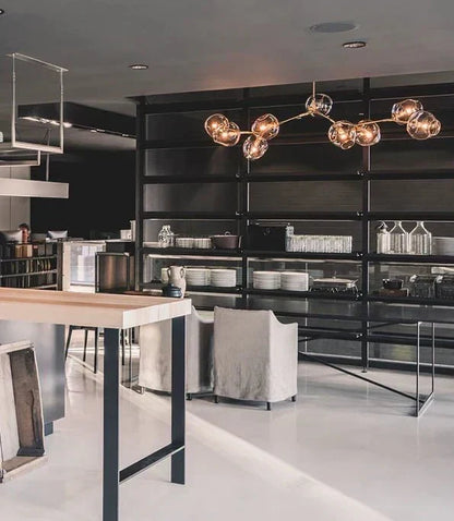 Branching Globe Chandelier with Smoky Glass Shades – Multi-Arm Statement Fixture for Dining Room & Kitchen Island Lighting