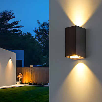 Outdoor LED Uplight Downlight Sconce 6W Aluminum Black Fixture Warm White for Patios Walkways Villa Facades Modern Architectural Accent