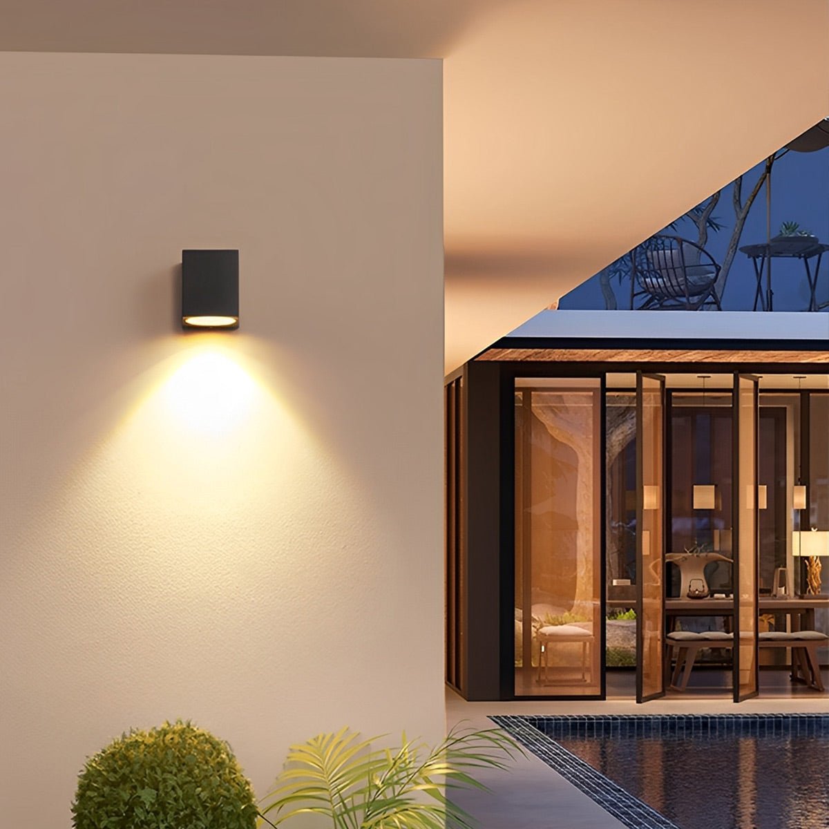 Outdoor LED Uplight Downlight Sconce 6W Aluminum Black Fixture Warm White for Patios Walkways Villa Facades Modern Architectural Accent