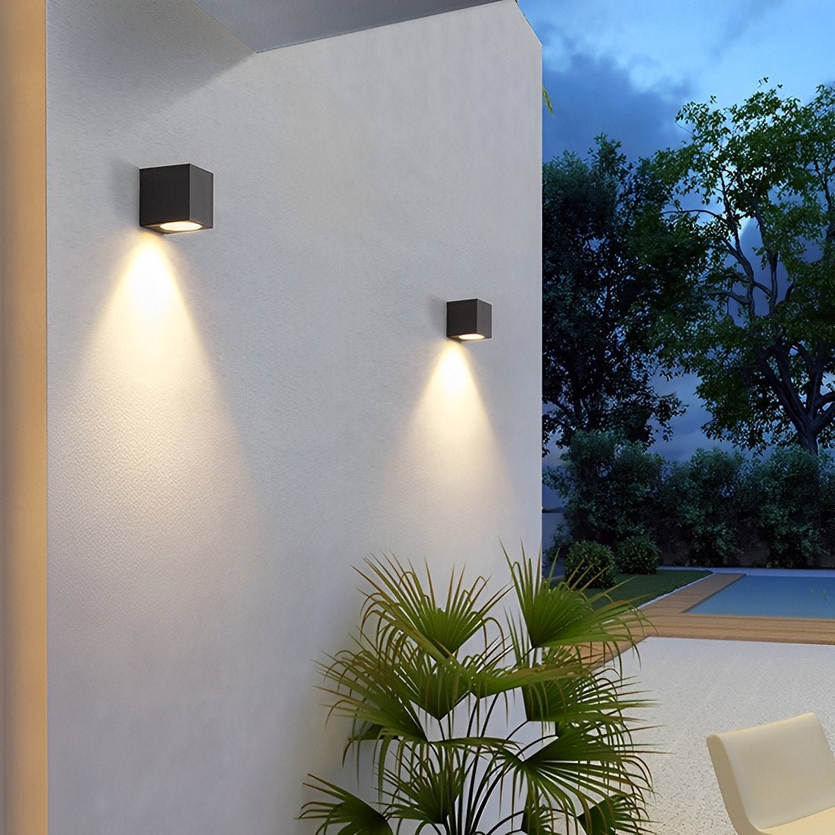 Outdoor LED Uplight Downlight Sconce 6W Aluminum Black Fixture Warm White for Patios Walkways Villa Facades Modern Architectural Accent