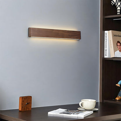Applique murale LED rectangulaire en bois de noyer, 8 po, modes d'éclairage réglables, chambre, couloir, salon, moderne, minimaliste, Japandi, scandinave, intérieur