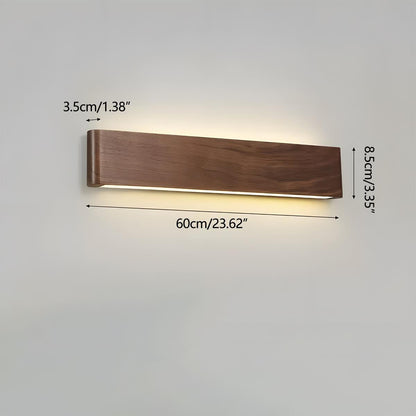 Applique murale LED rectangulaire en bois de noyer, 8 po, modes d'éclairage réglables, chambre, couloir, salon, moderne, minimaliste, Japandi, scandinave, intérieur