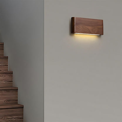 Applique murale LED rectangulaire en bois de noyer, 8 po, modes d'éclairage réglables, chambre, couloir, salon, moderne, minimaliste, Japandi, scandinave, intérieur