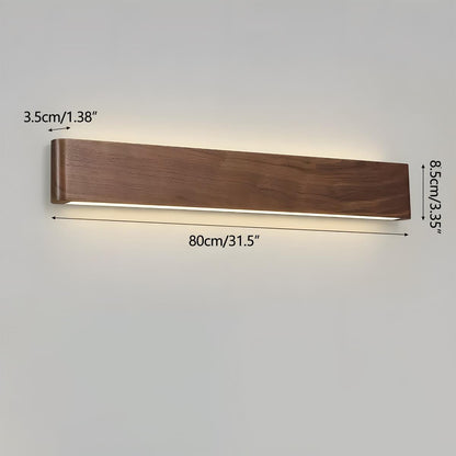 Applique murale LED rectangulaire en bois de noyer, 8 po, modes d'éclairage réglables, chambre, couloir, salon, moderne, minimaliste, Japandi, scandinave, intérieur