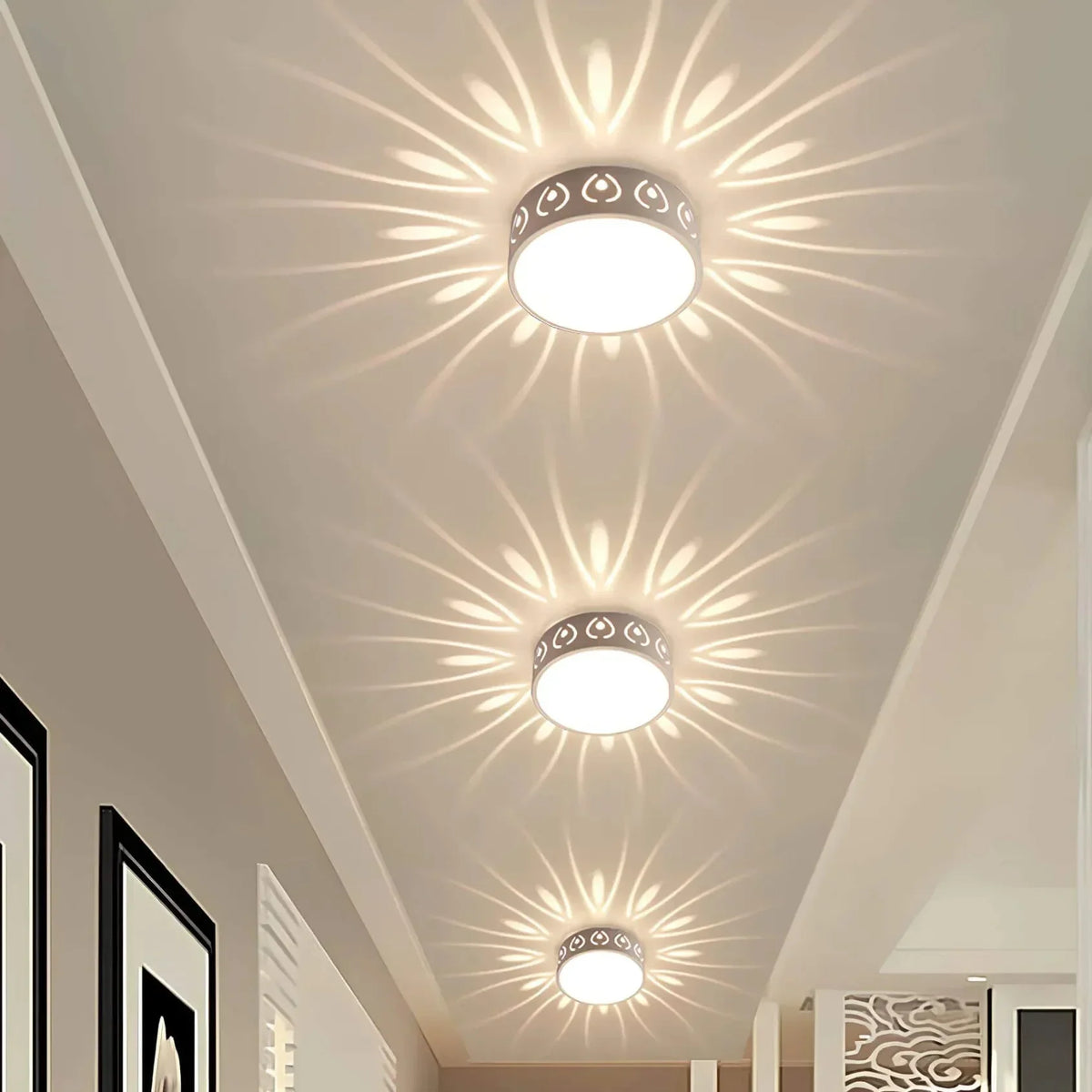 LED Flush Mount Ceiling Light with Crystal Acrylic Prism Pattern for Foyer Entryway Hallway Selectable Warm Cool White Surface Install