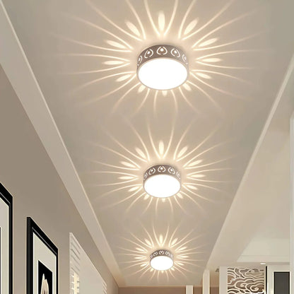 LED Flush Mount Ceiling Light with Crystal Acrylic Prism Pattern for Foyer Entryway Hallway Selectable Warm Cool White Surface Install