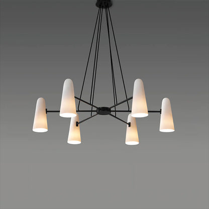 Overhead Light Fixture with Frosted Globes in Metal Frame for Dining or Living Spaces 6 to 8 Arms Extendable Cord