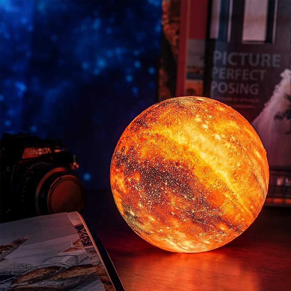 Rechargeable Star Projection Night Light – Touch Control LED Mood Lamp for Bedroom, Nursery & Relaxation – Portable Cordless Ambient
